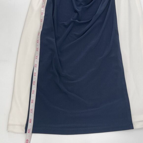 Lauren Ralph Lauren Womens Dress Sz 6 Navy Ivory Colorblock Stretch Knee Length - Picture 9 of 10